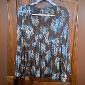 Free People Floral Peplum Blouse